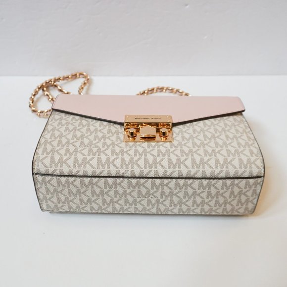 Michael Kors Rose Medium Flap Shoulder Crossbody Bag MK Vanilla Pink - Picture 8 of 14